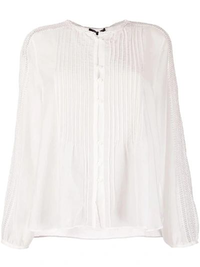 Luisa Cerano Long Sleeve Piped-detail Blouse In White