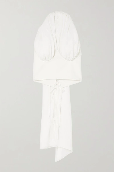 Aleksandre Akhalkatsishvili Crepe And Cotton Halterneck Top In White