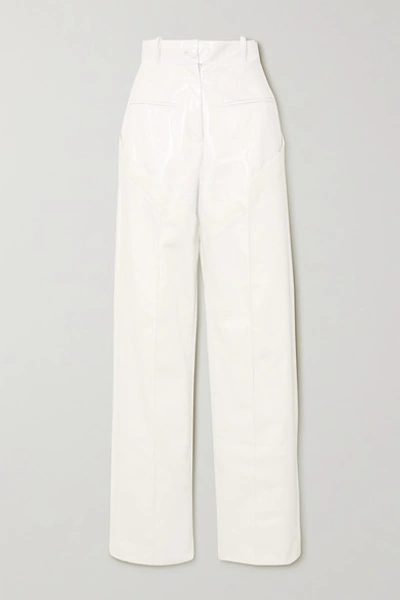 Aleksandre Akhalkatsishvili Paneled Crinkled-vinyl And Cotton-twill Wide-leg Pants In White