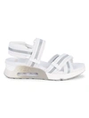 Ash Lewis Striped Platform Walking Sandals In White Silver