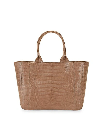 Nancy Gonzalez Double Handle Crocodile Leather Tote In Taupe