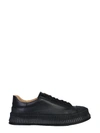 Jil Sander Leather Lace-up Sneakers In Nero
