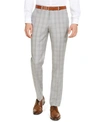 HUGO MEN'S MODERN-FIT LIGHT GRAY PLAID WOOL SUIT PANTS, CREATED FOR MACY'S