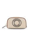 BURBERRY SMALL COTTON CANVAS LOGO TRAVEL POUCH,15285805