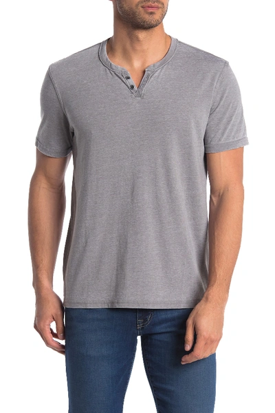 Lucky Brand Button Notch Neck T-shirt In Gargoyle