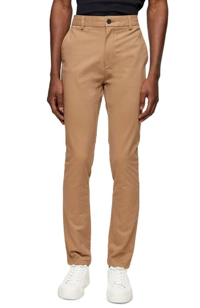 Topman Stretch Skinny Fit Chinos In Brown