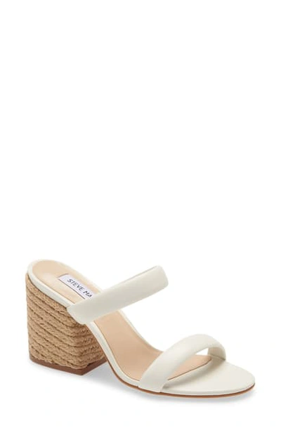 Steve Madden Marcella Leather Woven Block Heel Sandals In White Leather