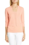 Lafayette 148 Open Front Crop Cardigan In Rich Coral