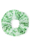 Ganni Pattern Poplin Scrunchie In Island Green