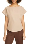 Eileen Fisher Boat Neck Cap Sleeve Top In Bramble