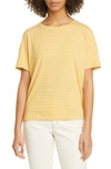 Eileen Fisher Stripe Organic Cotton Crewneck T-shirt In Marigold