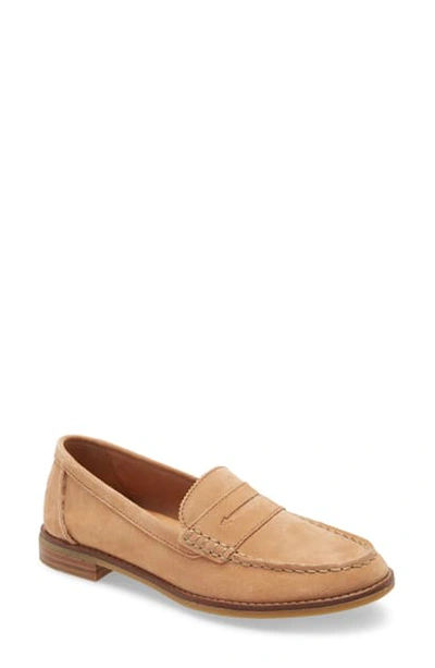 Sperry Seaport Penny Loafer In Tan Nubuck Leather