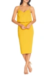 Dress The Population Alondra Blouson Sheath Dress In Yellow