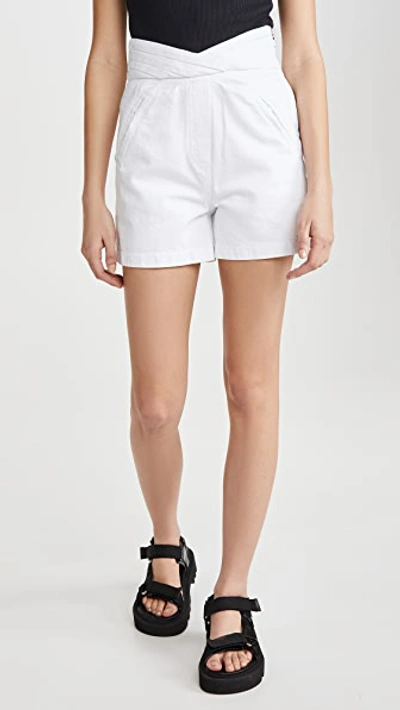 Rta Ellena-pleated Waistband Shorts In White