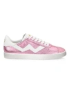 Stuart Weitzman Daryl Metallic Snakeskin-embossed Leather Sneakers In India Pink Metallic Snake Embossed