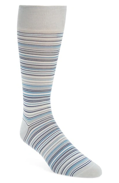Cole Haan Multistripe Crew Socks In Harbor Mist