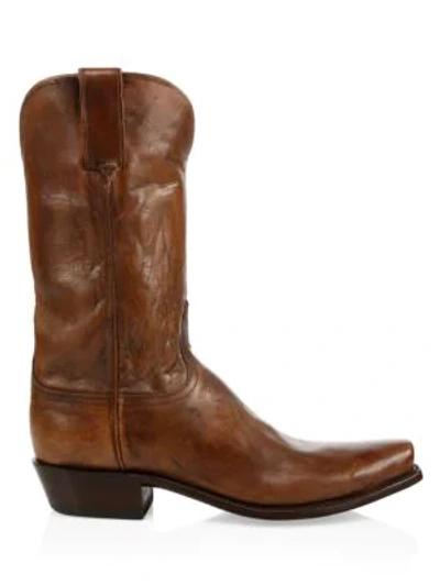 Lucchese Leadville Western Leather Boots In Stone Washed