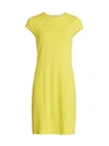 Joan Vass Plus Size Cap-sleeve Casual Dress In Yellow