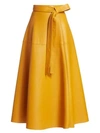 OSCAR DE LA RENTA Leather Self-Belted Midi Skirt