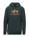 Alpha Industries Hooded Sweatshirt In Dark Green