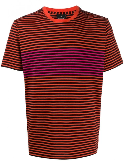 Ps By Paul Smith Striped Print T-shirt In Red