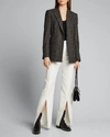 Simkhai Slit-front Satin Straight-leg Pants In White