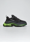 Balenciaga Black Triple S Clear Sole Sneakers In Black/yellow
