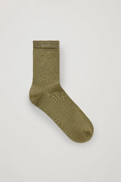 Cos Metallic-sheen Socks In Green
