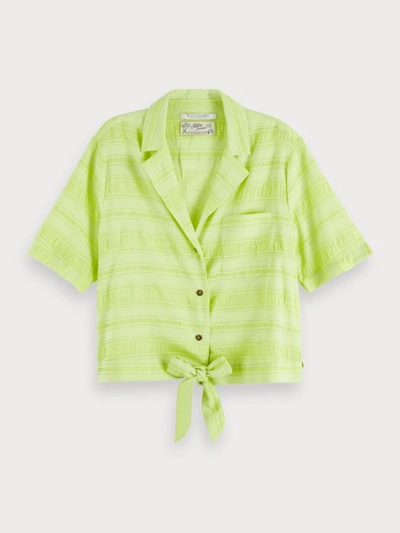 Scotch & Soda Cotton Silk Hawaii Shirt In Green