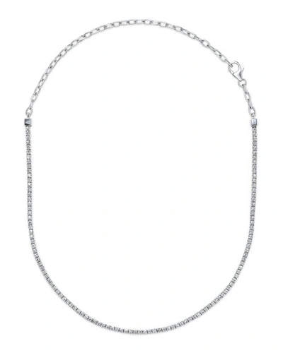 Nm Diamond Collection White Gold Half-diamond Half-chain Necklace