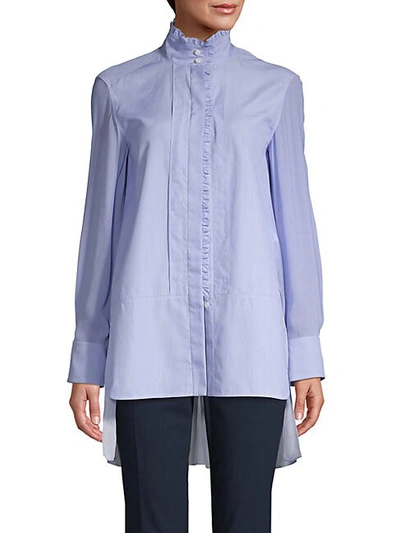 Chloé Ruffled High-low Top In Blue