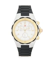 MICHELE GOLDTONE & STAINLESS STEEL CHRONOGRAPH SILICONE-STRAP WATCH,0400086606745