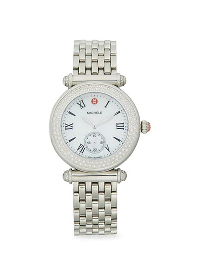 Michele Stainless Steel & Diamond Mesh Bracelet Watch