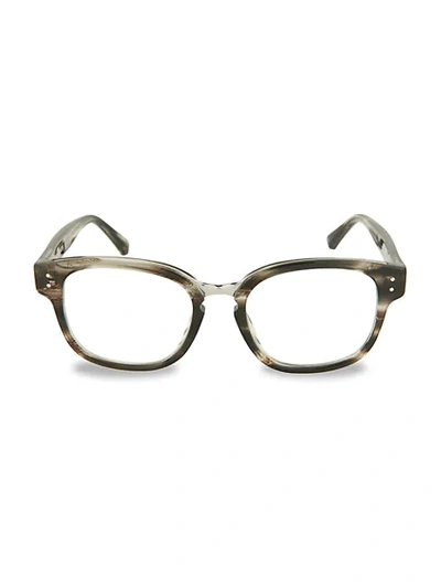 Linda Farrow 52mm Rectangular Optical Glasses In Grey Horn