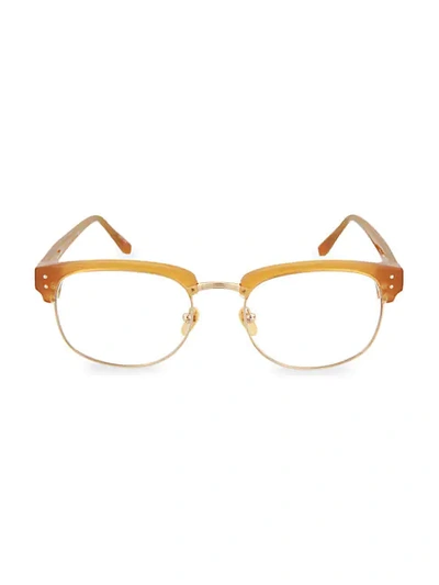 Linda Farrow 51mm Rectangular Optical Glasses In Honey