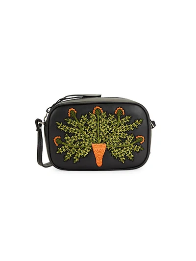 Alexander Mcqueen Small Embroidered Leather Crossbody Bag In Black Multi