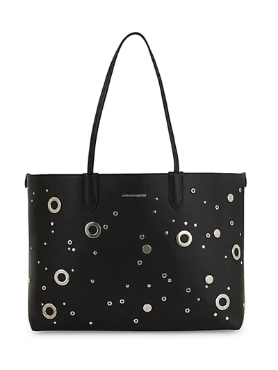 Alexander Mcqueen Embellished Leather Tote In Black