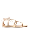 AQUAZZURA METALLIC LEATHER FLAT SANDALS WITH SNAKE PRINT,11322885