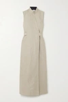 GANNI BELTED LINEN WRAP DRESS