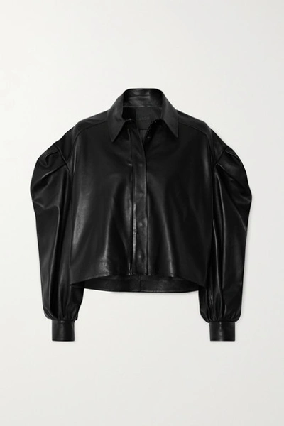 Valentino Cropped Leather Jacket In Black