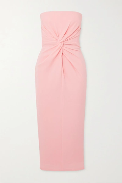 Alex Perry Lindsey Strapless Gathered Crepe Midi Dress In Pastel Pink