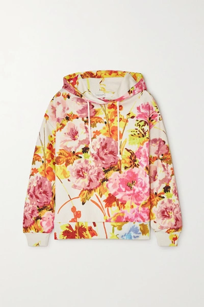 Dries Van Noten Floral-print Cotton-jersey Hoodie In Ecru