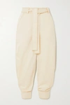 ULLA JOHNSON LEVI BELTED COTTON AND LINEN-BLEND TWILL TAPERED PANTS