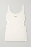 OFF-WHITE CUTOUT PRINTED RIBBED JERSEY TANK