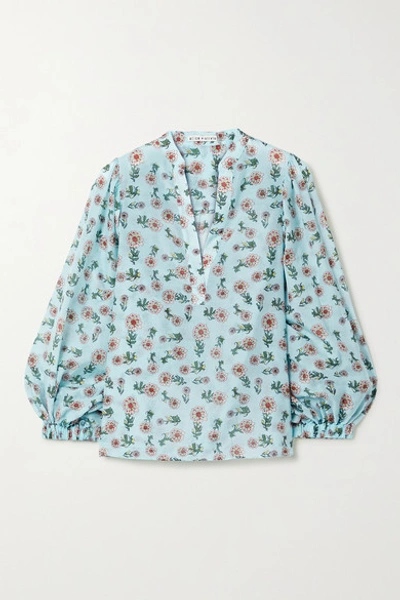 Alice And Olivia Raya Floral-print Cotton And Silk-blend Mousseline Blouse In Dazed