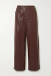 ALEKSANDRE AKHALKATSISHVILI BELTED FAUX LEATHER STRAIGHT-LEG PANTS