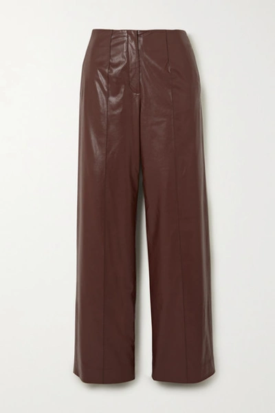 Aleksandre Akhalkatsishvili Belted Faux Leather Straight-leg Pants In Brown