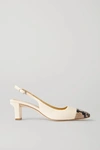 AEYDE DREW SNAKE-EFFECT AND SMOOTH LEATHER SLINGBACK PUMPS
