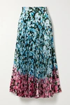 MARY KATRANTZOU UNI PLEATED FLORAL-PRINT SATIN-TWILL MIDI SKIRT