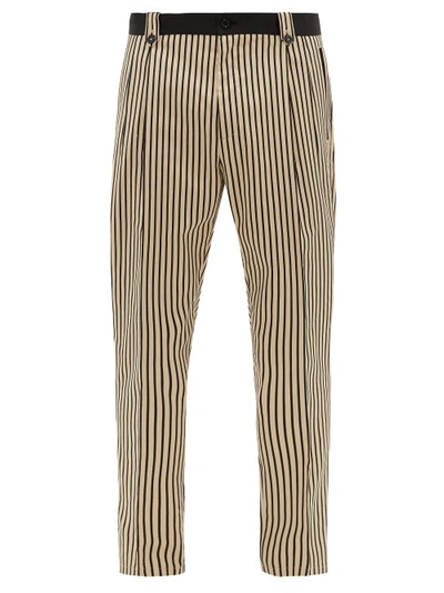 Dolce & Gabbana Striped Cotton-blend Slim-fit Trousers In Beige